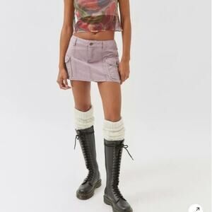 BDG Pastel Lilac Purple Cargo Denim Mini Skirt Low Rise Women's M Kawaii 3486
